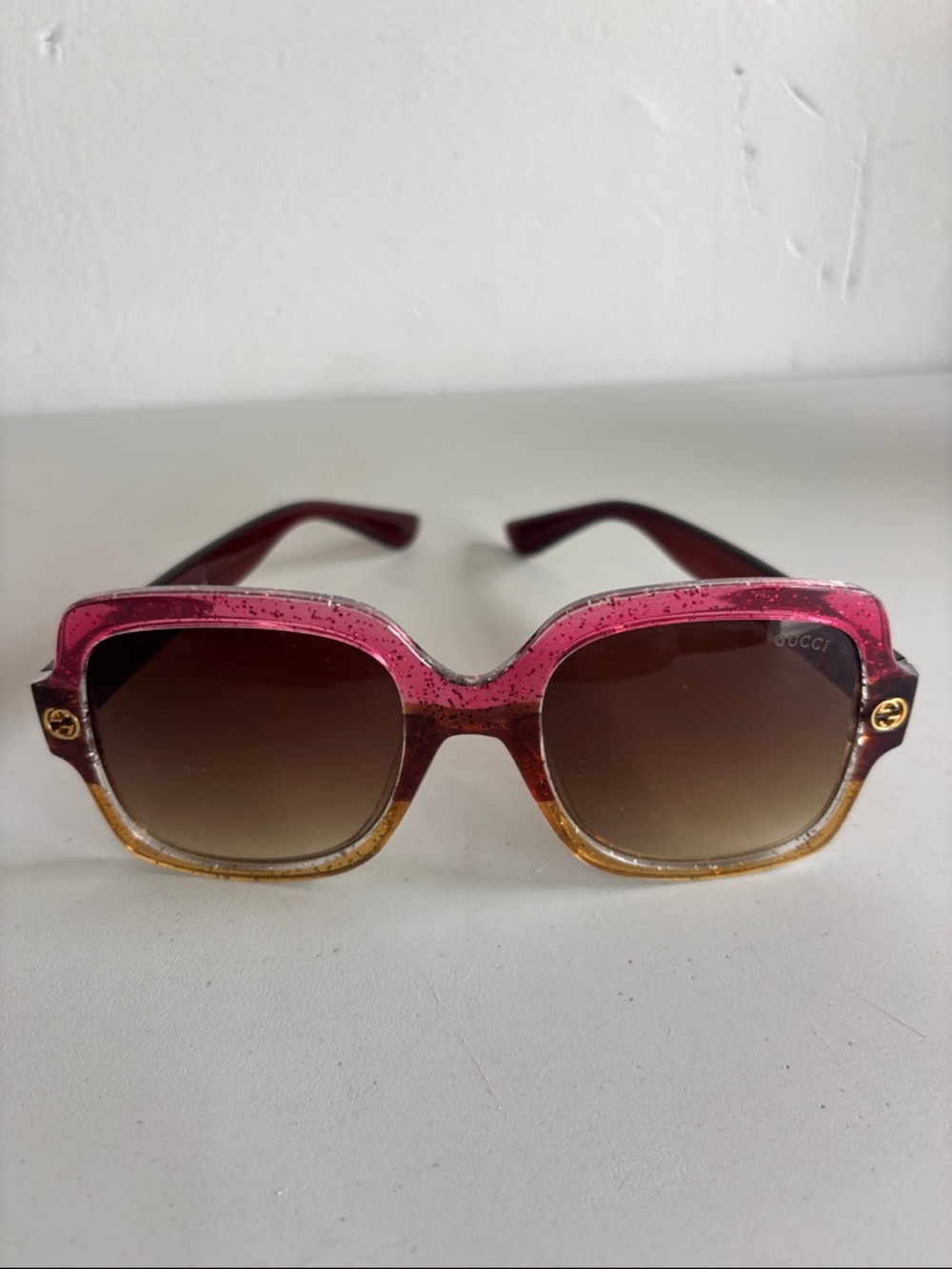 Gucci Women’s Pink to Gold Ombre Square Sunglasses - Picture 2 of 8